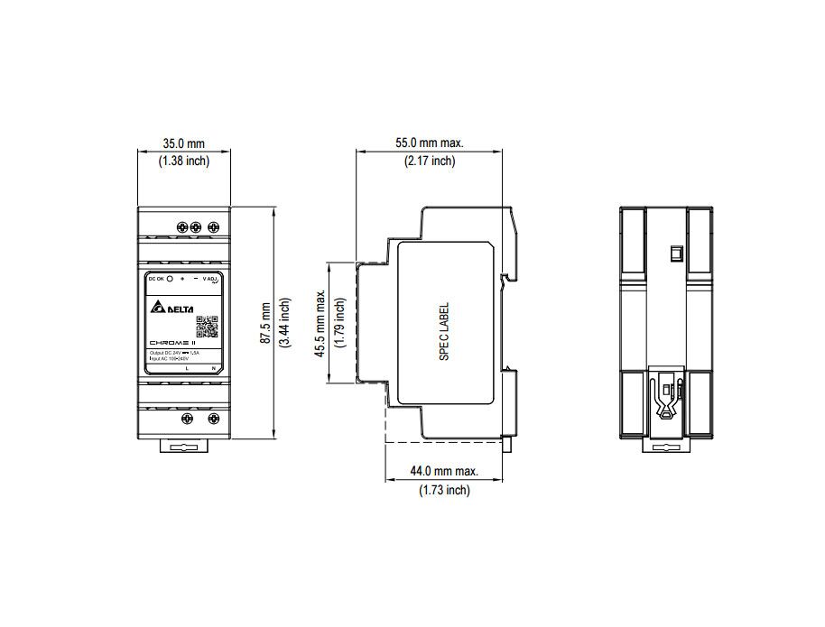 Delta DRC-24V030W1RZ DIN Rail Chrome II Series - Image 2