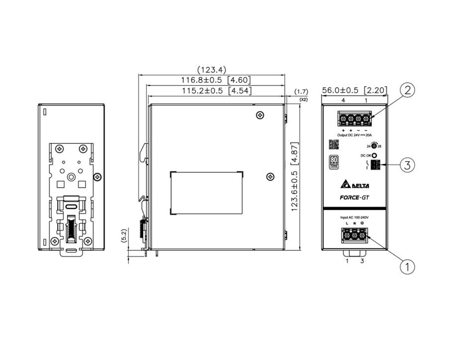 Delta DRF-24V480W1GBA DIN Rail Force-GT Series - Image 2