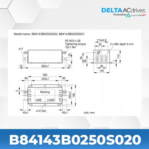 Delta B84143B0250S020 EMC Filter