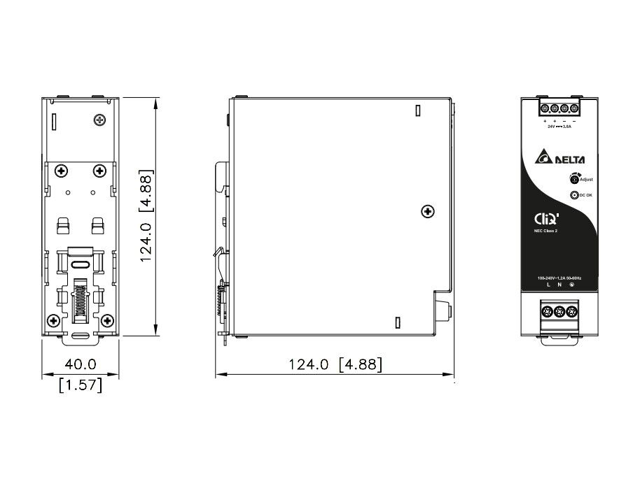 Delta DRP-24V100W1NN DIN Rail CliQ II Series - Image 2