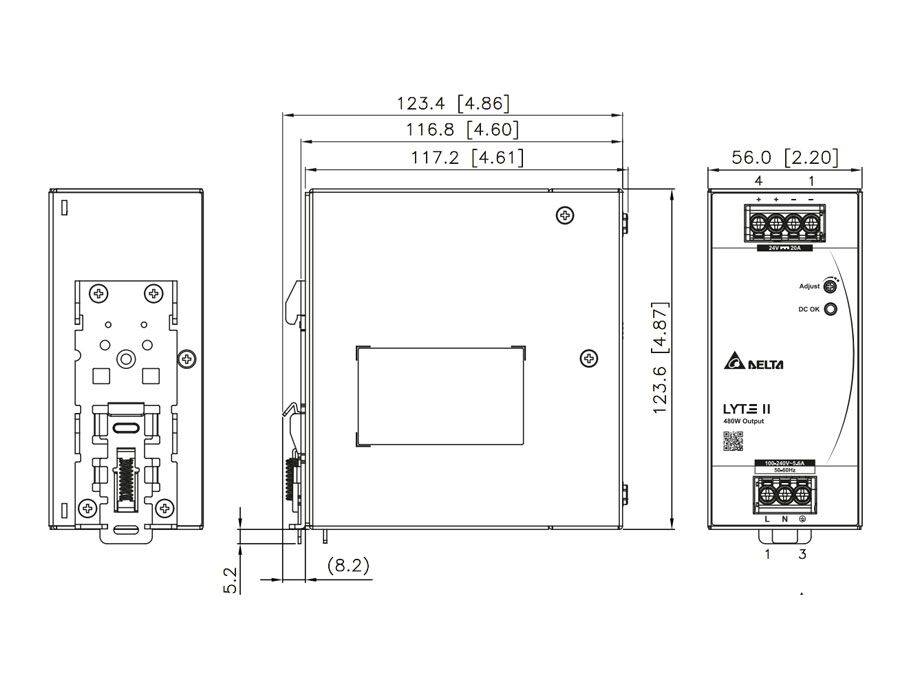 Delta DRL-48V480W1EN DIN Rail LYTE II Series - Image 2