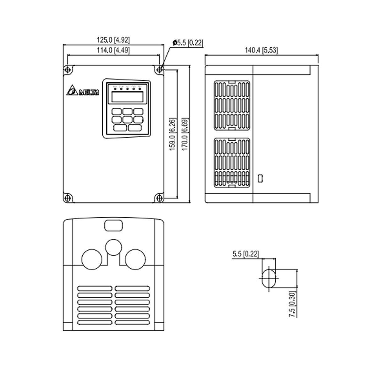 Delta VFD015A21A VFD-A Series Drive - Image 3
